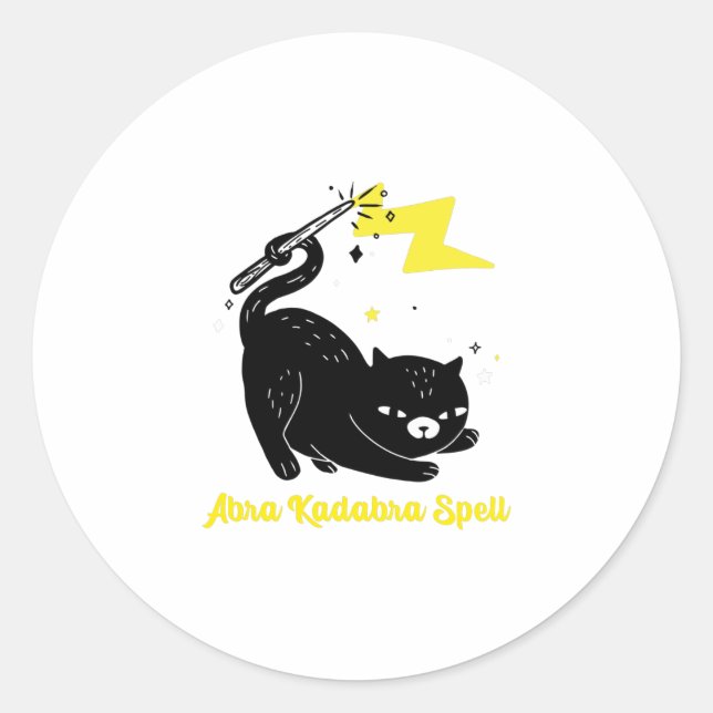 Adesivo Redondo Wizard black cat - Abra Kadabra Spell (Frente)
