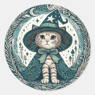 Adesivo Redondo Wizard Kitty cat