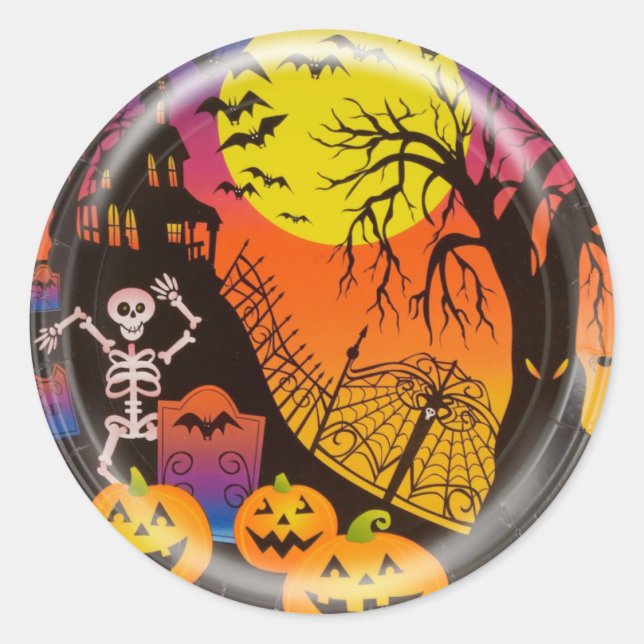 Adesivo Redondo WKRW Happy Halloween Halloween Sticker (Frente)