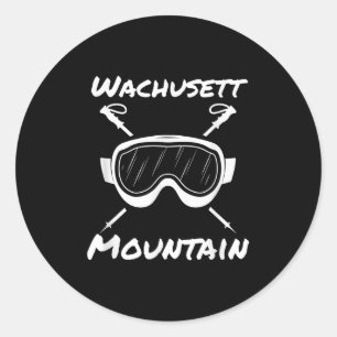 Adesivo Redondo WMassachusetts Mountain Machusets Skier Skiing Go