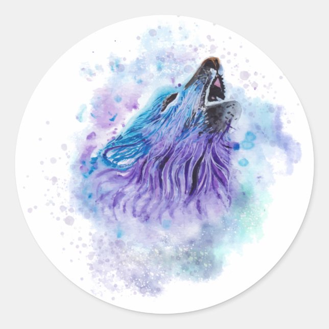 Adesivo Redondo Wolf Animal Colors Best Gift (Frente)