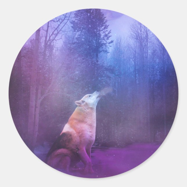 Adesivo Redondo Wolf Christmas Stickers (Frente)