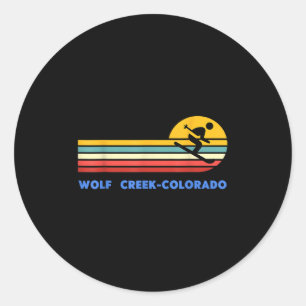 Adesivo Redondo Wolf Creek Colorado Esqui Esquiador Esqui Retro Pô