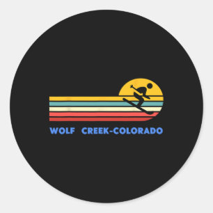 Adesivo Redondo Wolf Creek Colorado Esqui Esquiador Esqui Retro Pô