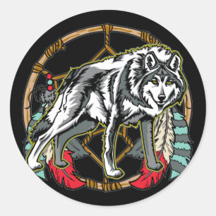 Adesivo Redondo Wolf Dreamcatcher