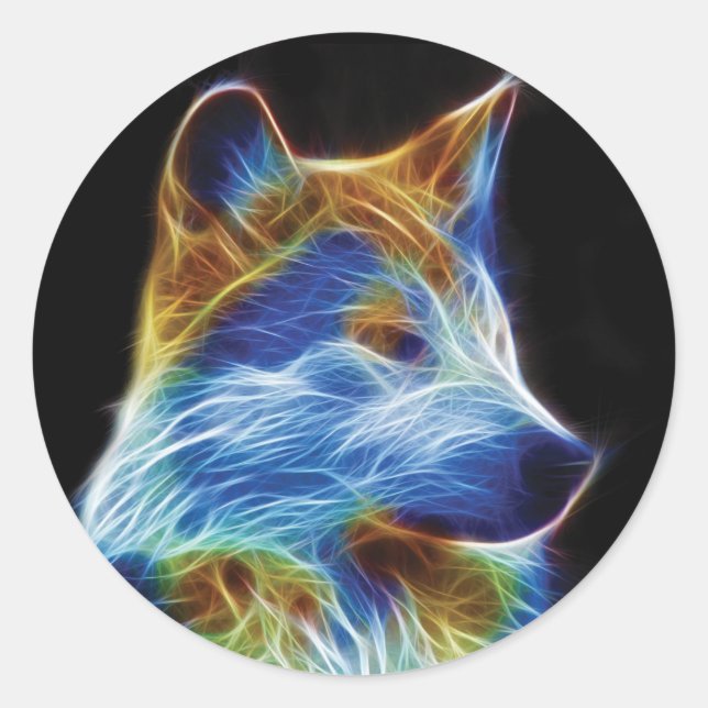 Adesivo Redondo Wolf Fractal (Frente)