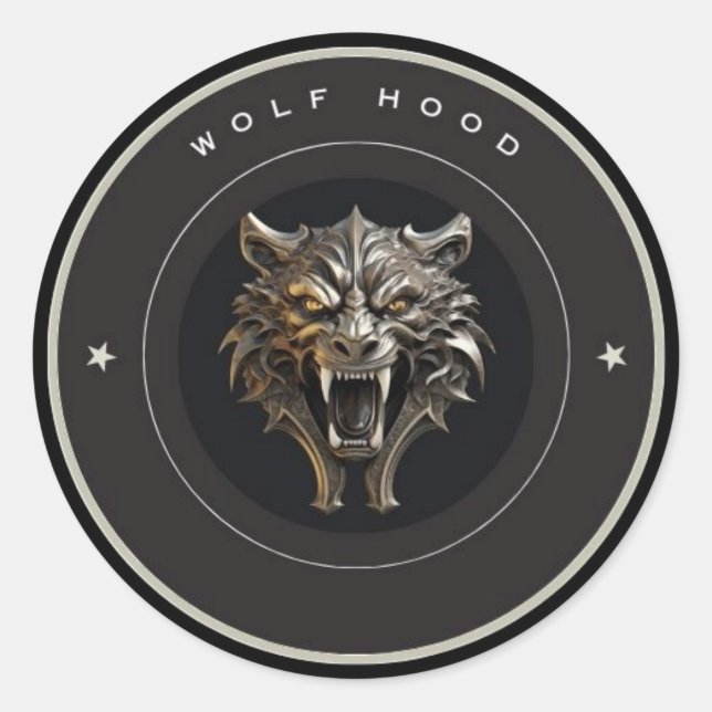 Adesivo Redondo Wolf Hood Sticker (Frente)