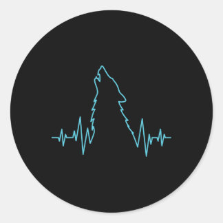 Adesivo Redondo Wolf Howling Pulse Heartbeat Wolves Costume Animal