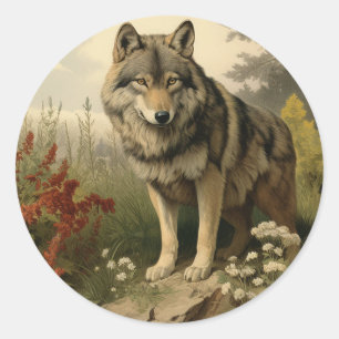 Adesivo Redondo Wolf In Meadow Round Sticker