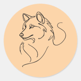 Adesivo Redondo Wolf LineArt Minimalist 