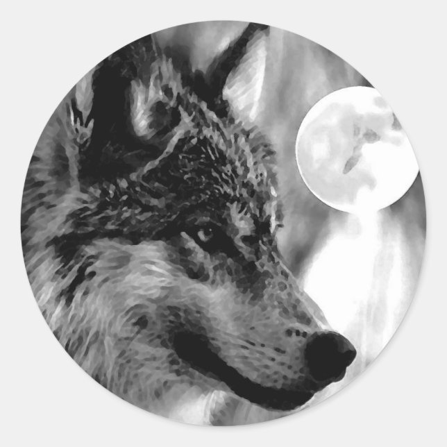 Adesivo Redondo Wolf & Moon (Frente)