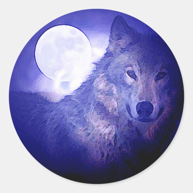 Adesivo Redondo Wolf & Moon (Frente)