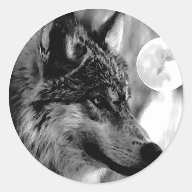 Adesivo Redondo Wolf & Moon (Frente)