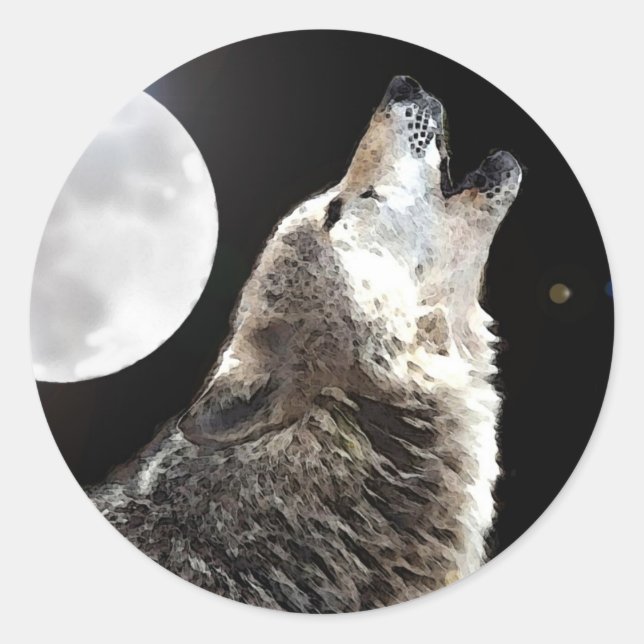 Adesivo Redondo Wolf & Moon (Frente)