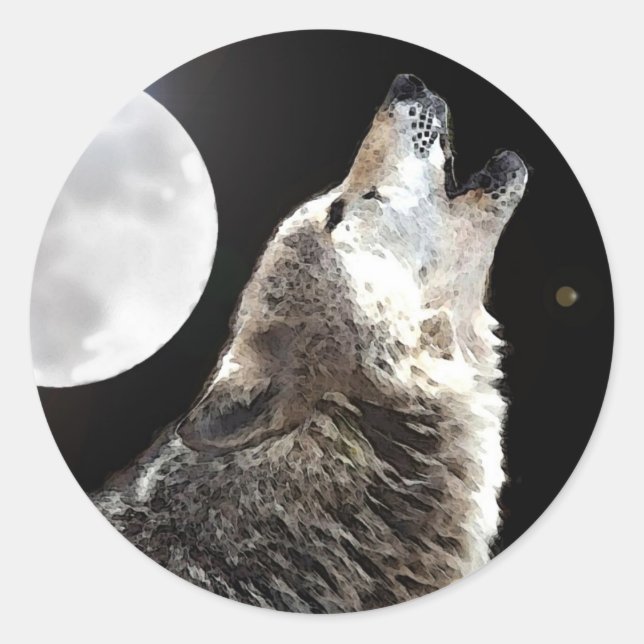 Adesivo Redondo Wolf & Moon (Frente)