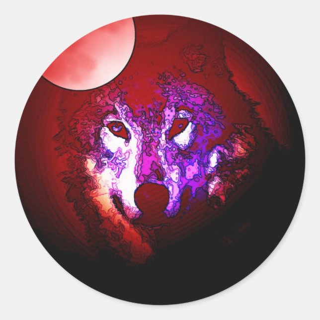 Adesivo Redondo Wolf & Moon (Frente)