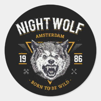 Adesivo Redondo Wolf Night Amsterdam Melhor Presente