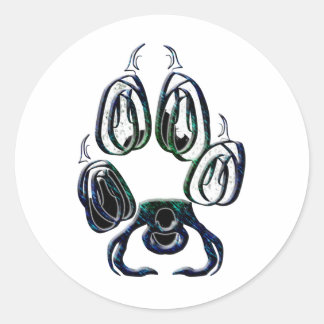 Adesivo Redondo Wolf Paw Print