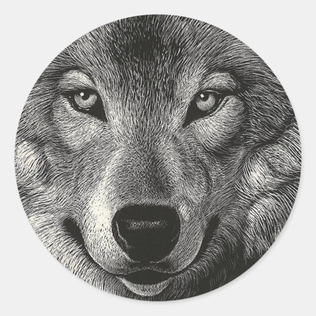 Adesivo Redondo Wolf Sketch (Frente)