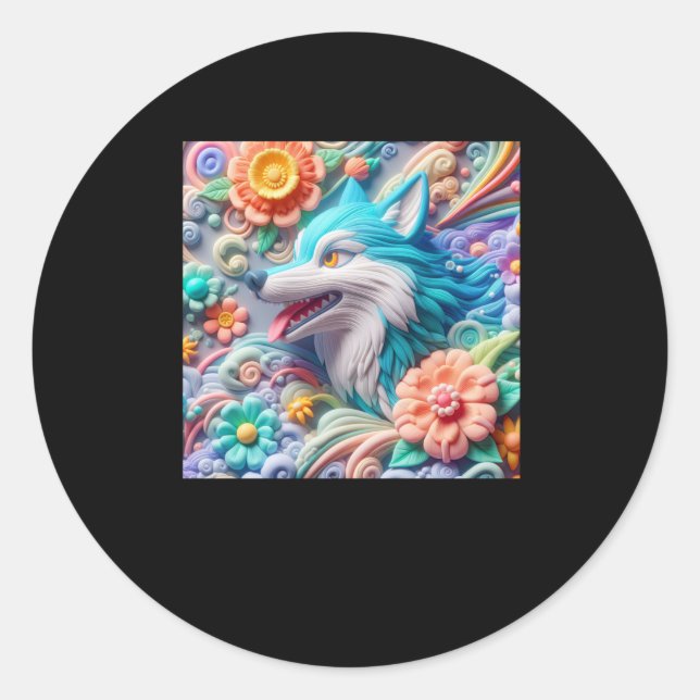 Adesivo Redondo Wolf Sticker 3d (Frente)