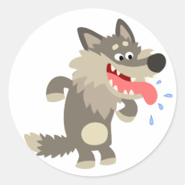 Adesivo Redondo Wolf Sticker de Cartoon Famoso