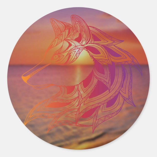 Adesivo Redondo Wolf Sticker Sunset (Frente)