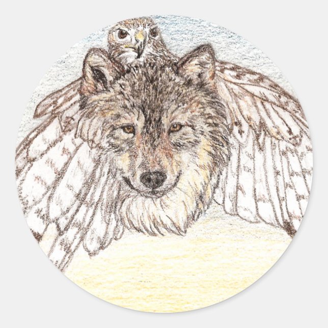 Adesivo Redondo Wolf Stickers Round (Frente)