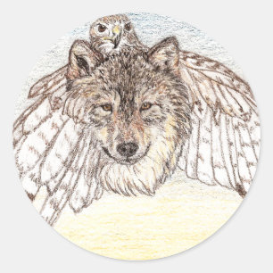 Adesivo Redondo Wolf Stickers Round