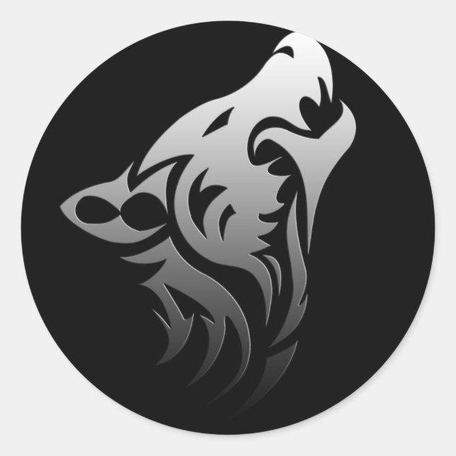 Adesivo Redondo Wolf Tribal (Frente)
