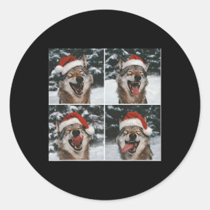 Adesivo Redondo Wolf Winter Fotografia Wolf Conservation Christma