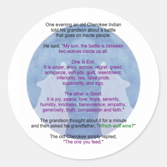 Adesivo Redondo Wolf Wisdom (Frente)