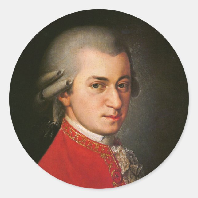 Adesivo Redondo Wolfgang Amadeus Mozart Retrato (Frente)