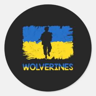 Adesivo Redondo Wolverines Apoiam a Ucrânia Apoiam a Ucrânia Stand
