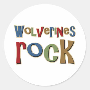 Adesivo Redondo Wolverines Rock