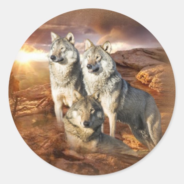 Adesivo Redondo Wolves Trio (Frente)