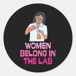 Adesivo Redondo Women Belong In The Lab - Women In Stem