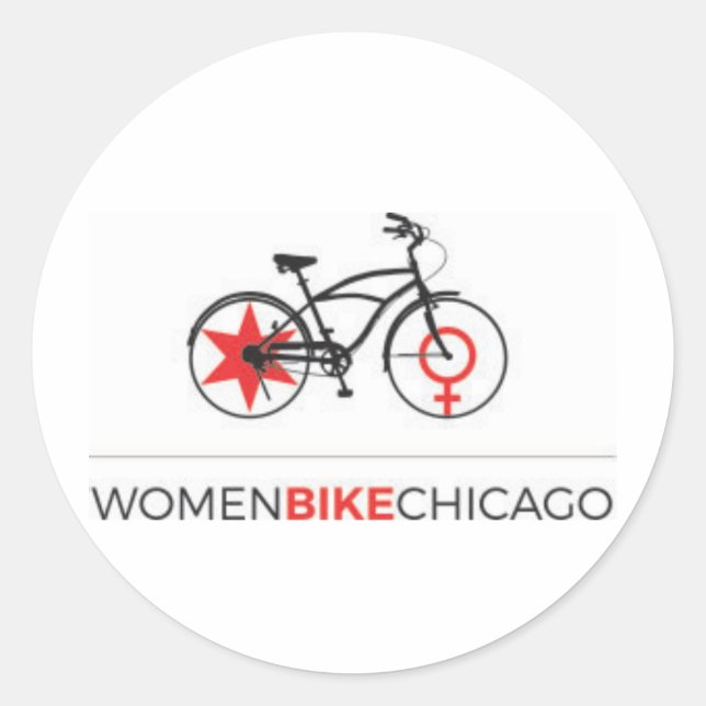 Adesivo Redondo Women Bike Chicago - Design de Cruiser (Frente)
