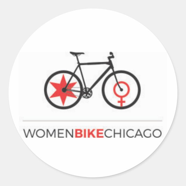 Adesivo Redondo Women Bike Chicago - Design Urbano em Direita (Frente)