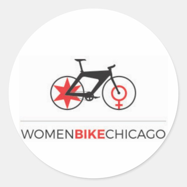 Adesivo Redondo Women Bike Chicago - Sleek Bike Stickers (Frente)
