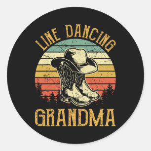 Adesivo Redondo Women Line Dance Vovó Dançando Dançarino País Mu