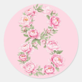 Adesivo Redondo Women’s Day Peony Flower for March 8 