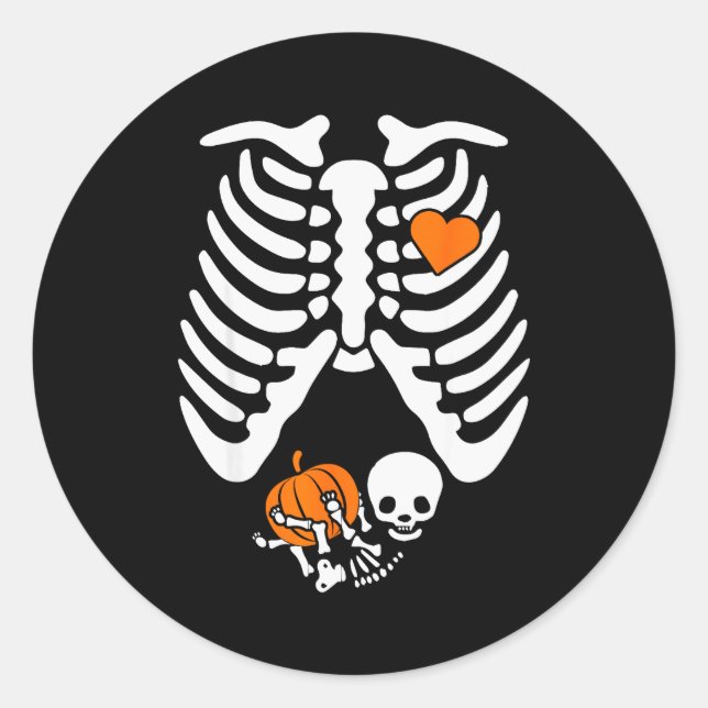 Adesivo Redondo Women Skeleton Pregnancy Announcement Mom Hallowee (Frente)