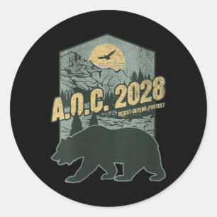 Adesivo Redondo Womens Aoc 2028 Para Presidente Resiste Bear Alexa