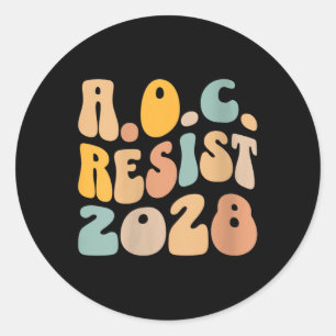 Adesivo Redondo Womens Aoc 2028 Para Presidente Resistir A Wavy Al