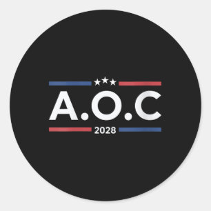 Adesivo Redondo Womens Aoc Alexandria Ocasio Cortez 2028 Para Pres