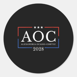 Adesivo Redondo Womens Aoc Para Presidente 2028 Simples Sinal De M