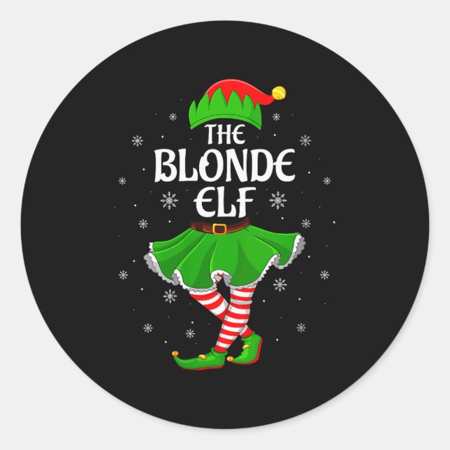 Adesivo Redondo Womens Blonde Elf Christmas Family Girls Women Elf (Frente)