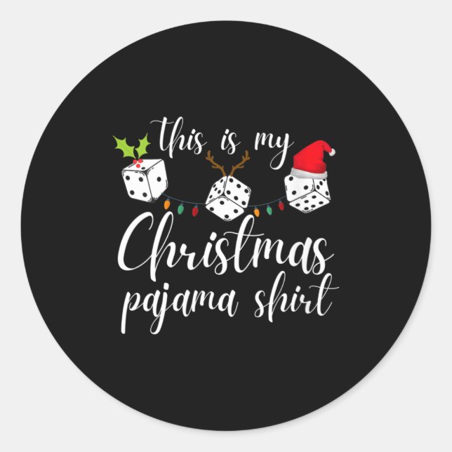 Adesivo Redondo Womens Bunco Christmas Pajama Dice Game Night  (Frente)