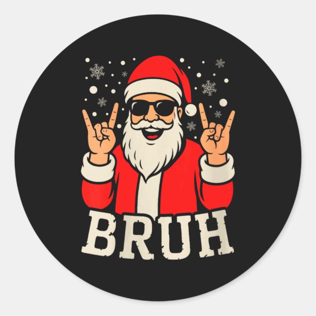 Adesivo Redondo Womens Christmas Bruh Meme Funny Santa Claus Teen  (Frente)