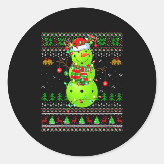Adesivo Redondo Womens Ckleball Snowman Ugly Christmas Sweater Srt (Frente)